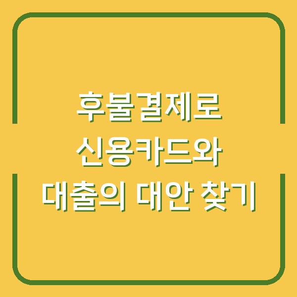 후불결제로 신용카드와 대출의 대안 찾기