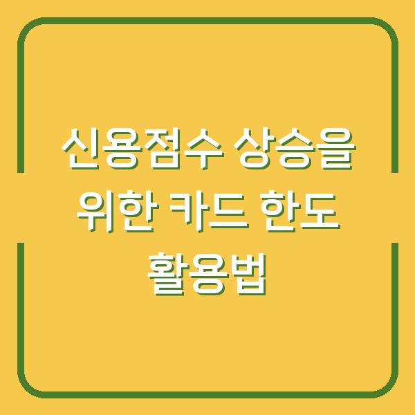 신용점수 상승을 위한 카드 한도 활용법