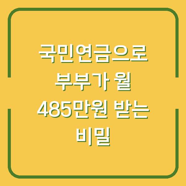 국민연금으로 부부가 월 485만원 받는 비밀