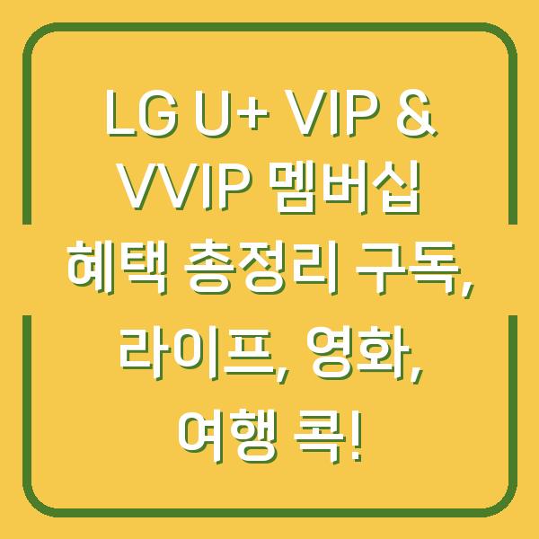LG U+ VIP & VVIP 멤버십 혜택 총정리 구독, 라이프, 영화, 여행 콕!