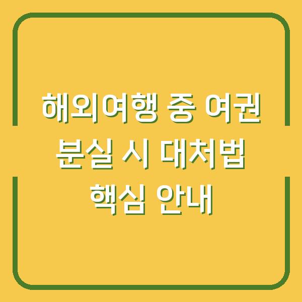 해외여행 중 여권 분실 시 대처법 핵심 안내