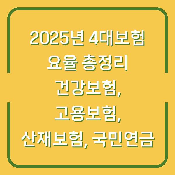 2025년 4대보험 요율 총정리 건강보험, 고용보험, 산재보험, 국민연금