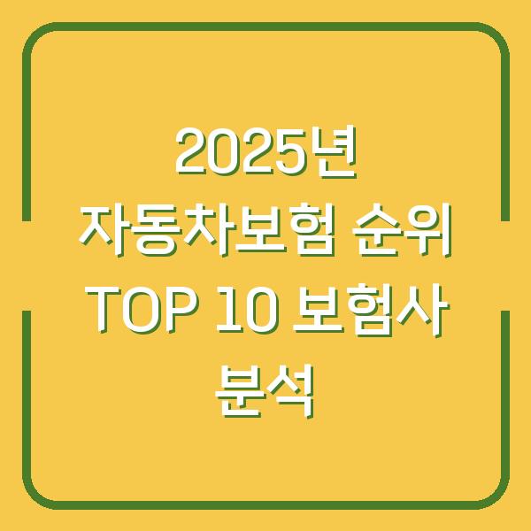 2025년 자동차보험 순위 TOP 10 보험사 분석