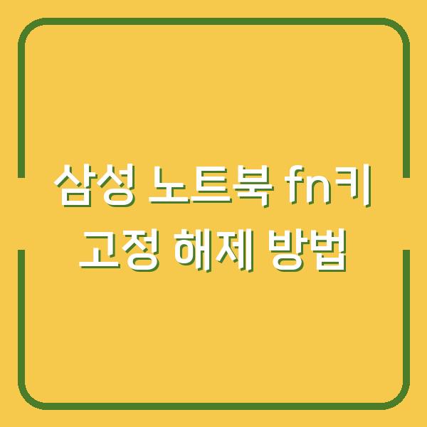 삼성 노트북 fn키 고정 해제 방법