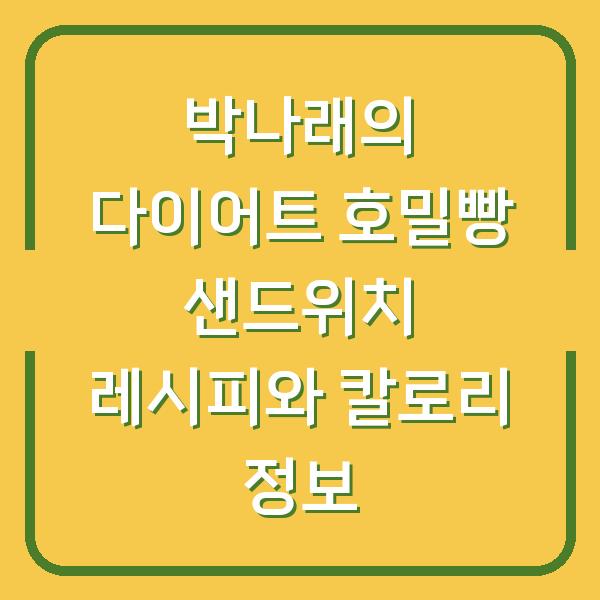 박나래의 다이어트 호밀빵 샌드위치 레시피와 칼로리 정보