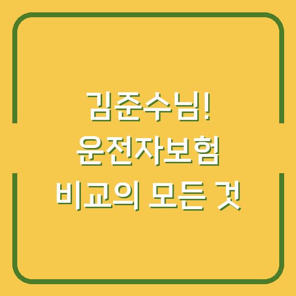 김준수님! 운전자보험 비교의 모든 것