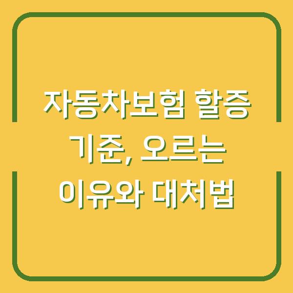 자동차보험 할증 기준, 오르는 이유와 대처법