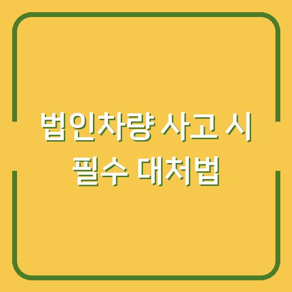 법인차량 사고 시 필수 대처법