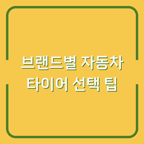 브랜드별 자동차 타이어 선택 팁