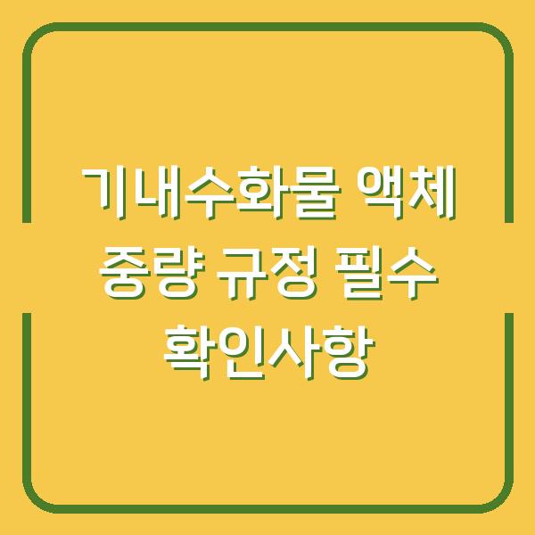기내수화물 액체 중량 규정 필수 확인사항