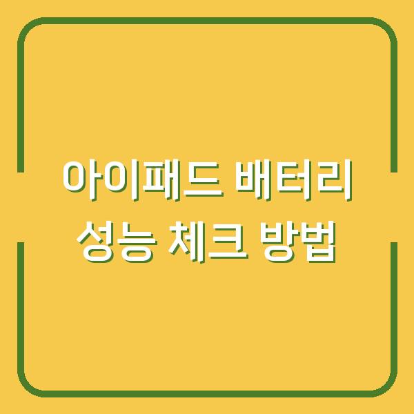 아이패드 배터리 성능 체크 방법
