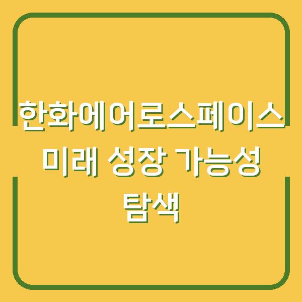한화에어로스페이스 미래 성장 가능성 탐색