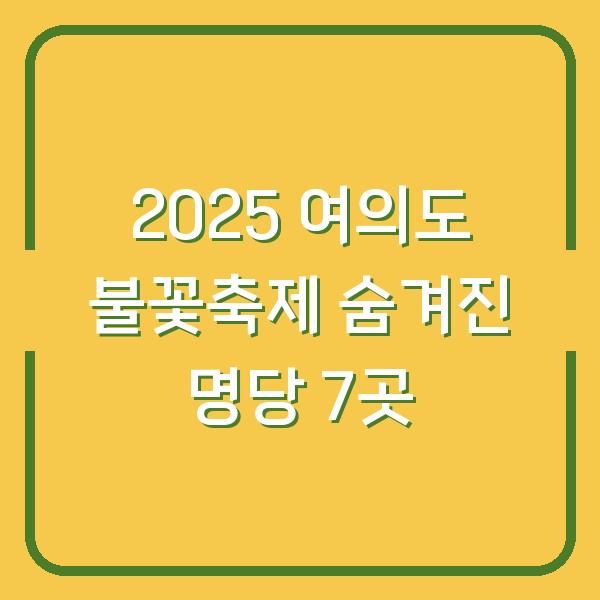 2025 여의도 불꽃축제 숨겨진 명당 7곳