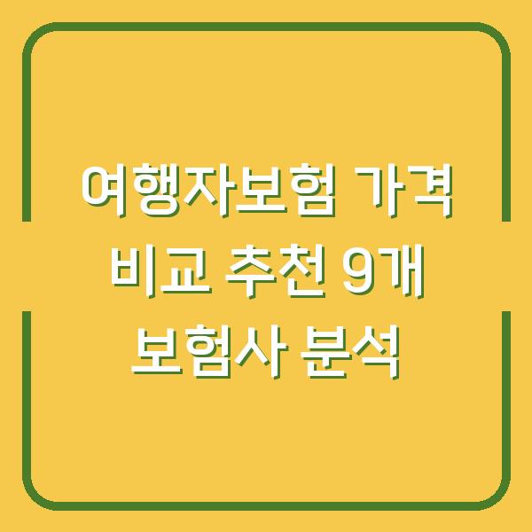 여행자보험 가격 비교 추천 9개 보험사 분석
