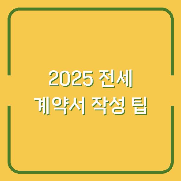2025 전세 계약서 작성 팁