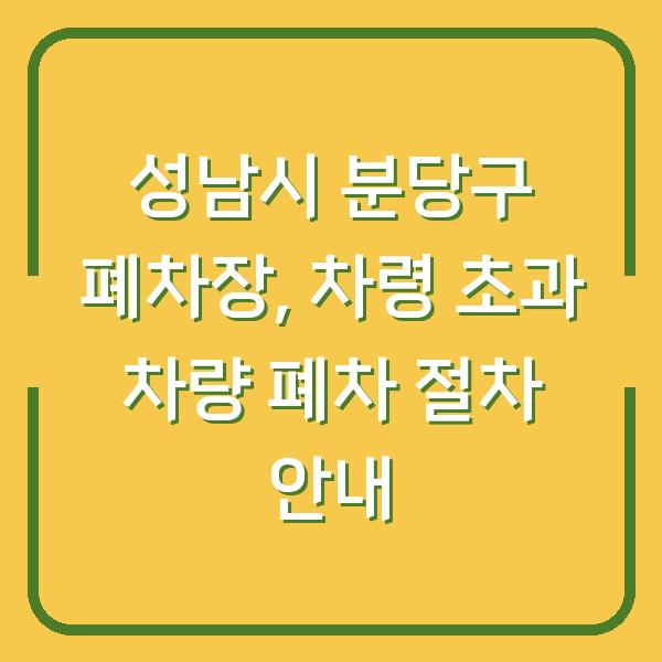 성남시 분당구 폐차장, 차령 초과 차량 폐차 절차 안내
