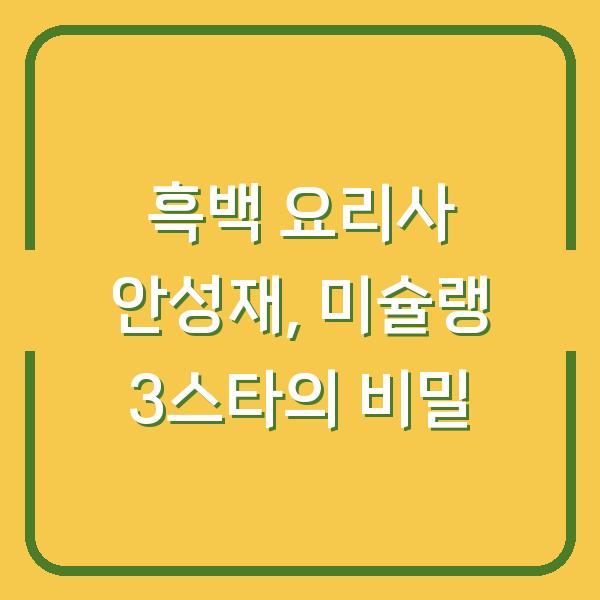 흑백 요리사 안성재, 미슐랭 3스타의 비밀