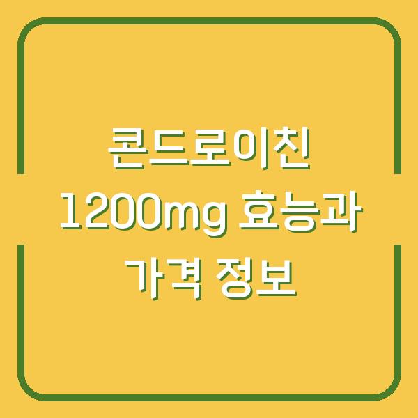 콘드로이친 1200mg 효능과 가격 정보