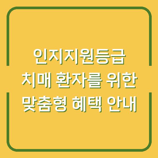 인지지원등급 치매 환자를 위한 맞춤형 혜택 안내