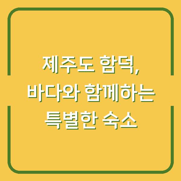 제주도 함덕, 바다와 함께하는 특별한 숙소