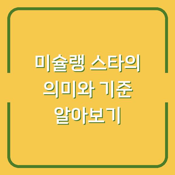 미슐랭 스타의 의미와 기준 알아보기