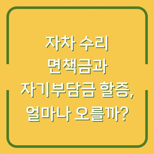 자차 수리 면책금과 자기부담금 할증, 얼마나 오를까?
