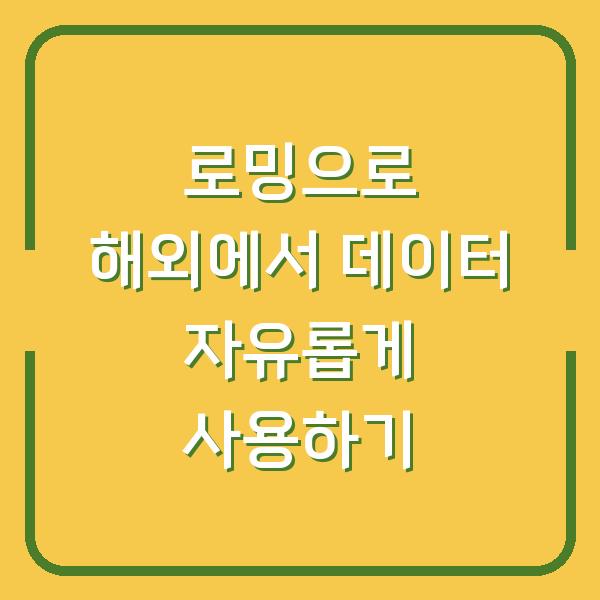 로밍으로 해외에서 데이터 자유롭게 사용하기