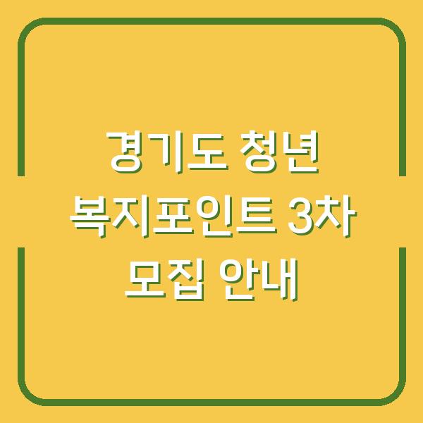 경기도 청년 복지포인트 3차 모집 안내