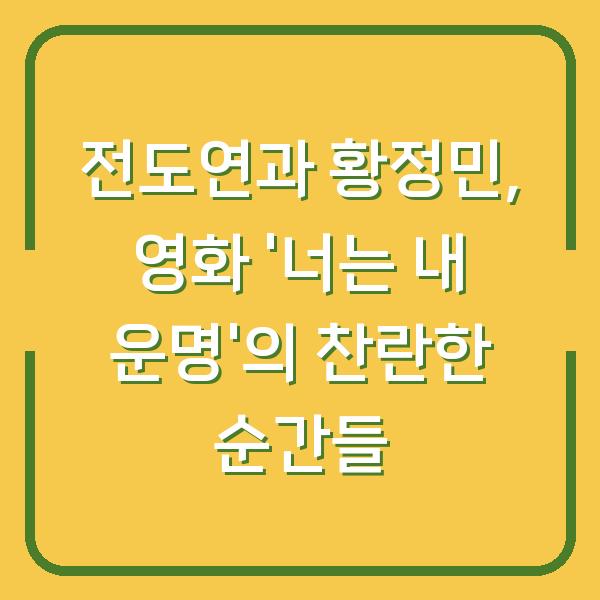 전도연과 황정민, 영화 ‘너는 내 운명’의 찬란한 순간들