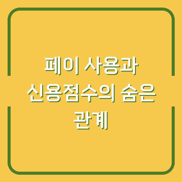 페이 사용과 신용점수의 숨은 관계