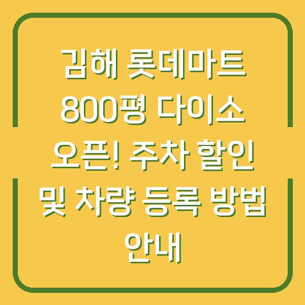 김해 롯데마트 800평 다이소 오픈! 주차 할인 및 차량 등록 방법 안내