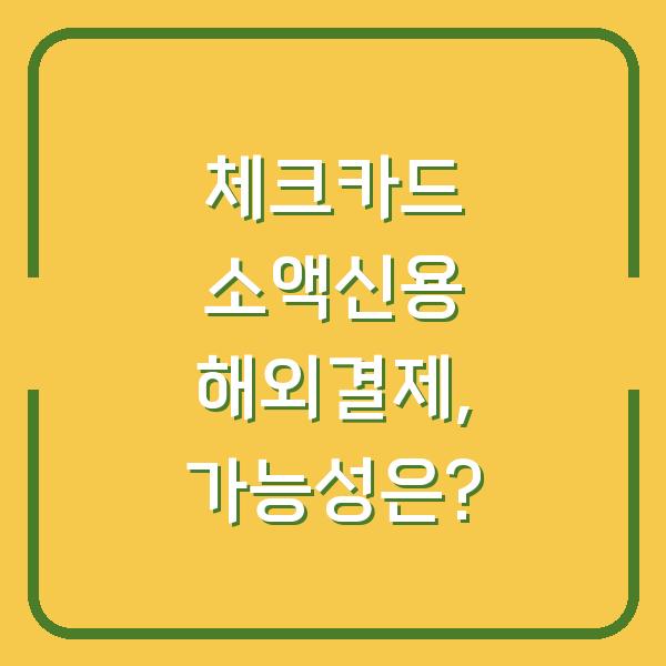 체크카드 소액신용 해외결제, 가능성은?