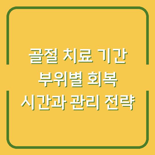 골절 치료 기간 부위별 회복 시간과 관리 전략
