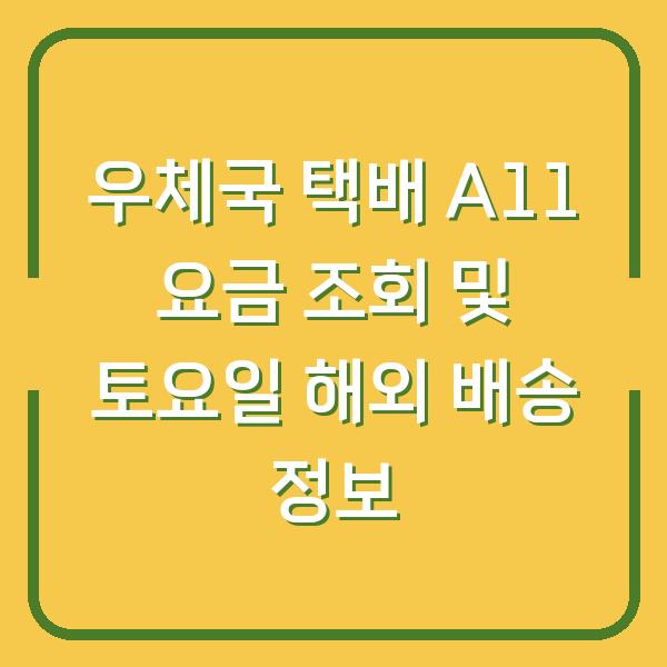 우체국 택배 A11 요금 조회 및 토요일 해외 배송 정보