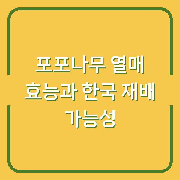 포포나무 열매 효능과 한국 재배 가능성
