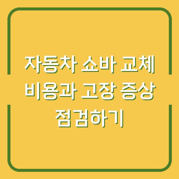 자동차 쇼바 교체 비용과 고장 증상 점검하기