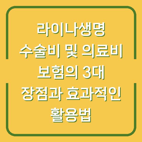 라이나생명 수술비 및 의료비 보험의 3대 장점과 효과적인 활용법