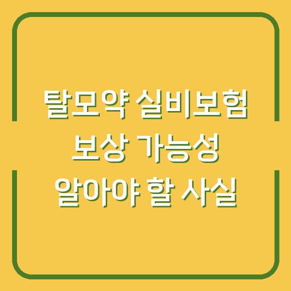 탈모약 실비보험 보상 가능성 알아야 할 사실