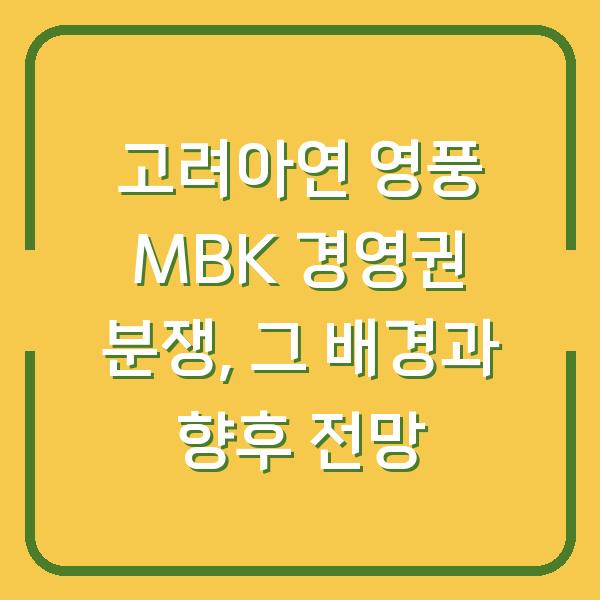 고려아연 영풍 MBK 경영권 분쟁, 그 배경과 향후 전망