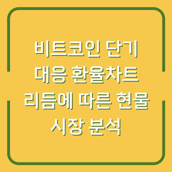 비트코인 단기 대응 환율차트 리듬에 따른 현물 시장 분석
