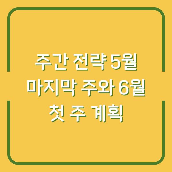 주간 전략 5월 마지막 주와 6월 첫 주 계획