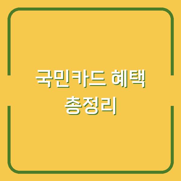 국민카드 혜택 총정리