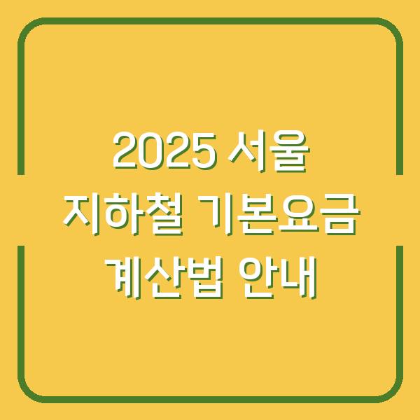 2025 서울 지하철 기본요금 계산법 안내