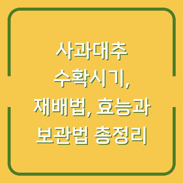 사과대추 수확시기, 재배법, 효능과 보관법 총정리