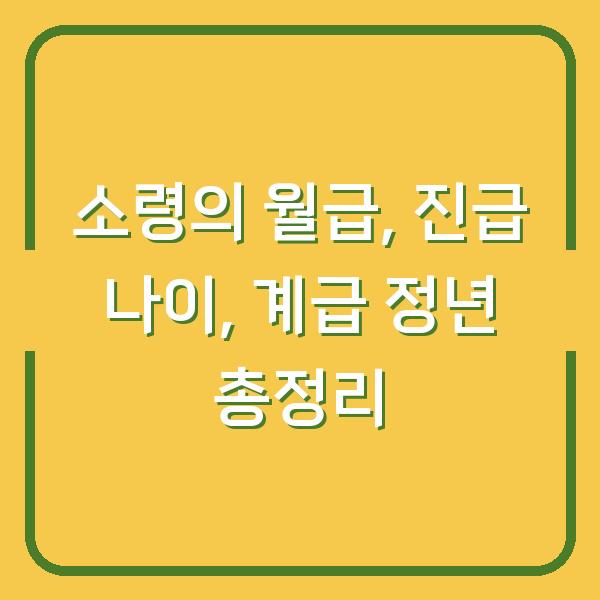 소령의 월급, 진급 나이, 계급 정년 총정리