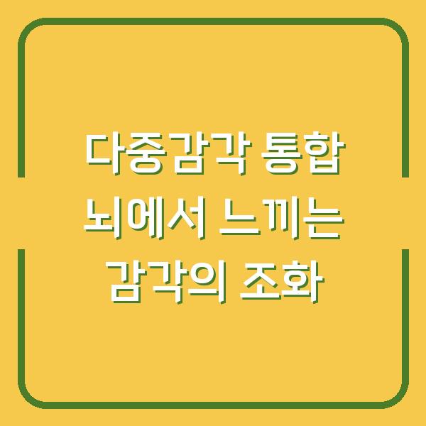 다중감각 통합 뇌에서 느끼는 감각의 조화