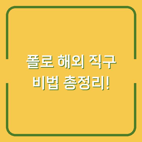 폴로 해외 직구 비법 총정리!
