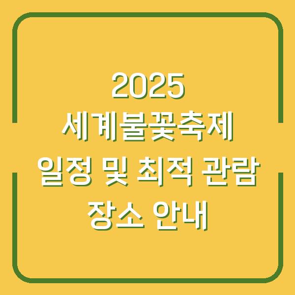 2025 세계불꽃축제 일정 및 최적 관람 장소 안내
