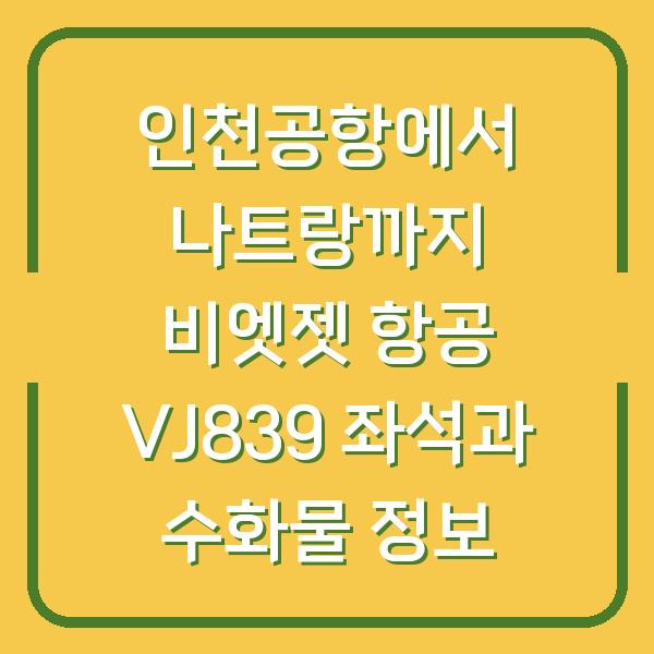 인천공항에서 나트랑까지 비엣젯 항공 VJ839 좌석과 수화물 정보
