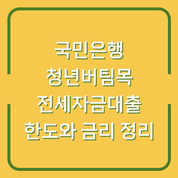 국민은행 청년버팀목 전세자금대출 한도와 금리 정리